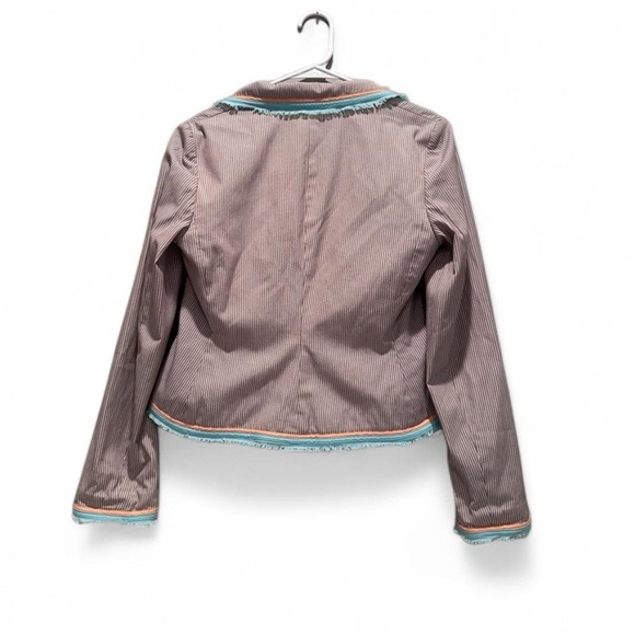 Intuitions Taupe Striped Blazer Jacket Size 8 Y2K - Picture 2 of 7